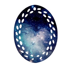 Nebula Blue Oval Filigree Ornament (two Sides)