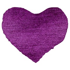 Purple Denim Large 19  Premium Heart Shape Cushions