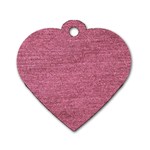 Pink  Denim Dog Tag Heart (Two Sides) Front