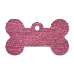 Pink  Denim Dog Tag Bone (one Side)