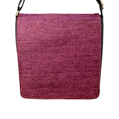 Pink  Denim Flap Closure Messenger Bag (l)