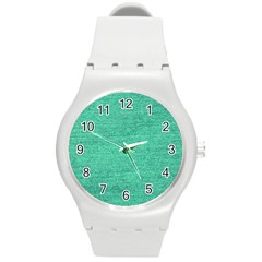 Green Denim Round Plastic Sport Watch (m)