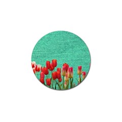 Green Denim Flowers Golf Ball Marker by snowwhitegirl
