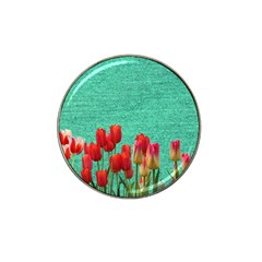 Green Denim Flowers Hat Clip Ball Marker (4 Pack)