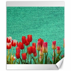 Green Denim Flowers Canvas 20  X 24   by snowwhitegirl