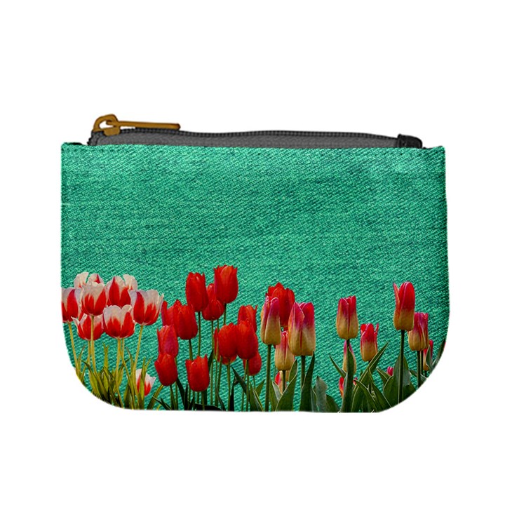 Green Denim Flowers Mini Coin Purse