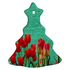 Green Denim Flowers Christmas Tree Ornament (two Sides)