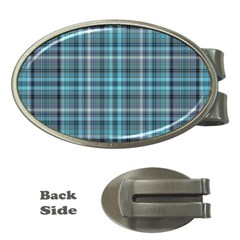 Teal Plaid Money Clips (oval)  by snowwhitegirl