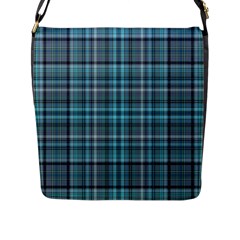 Teal Plaid Flap Closure Messenger Bag (l) by snowwhitegirl