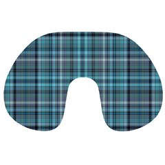 Teal Plaid Travel Neck Pillows by snowwhitegirl