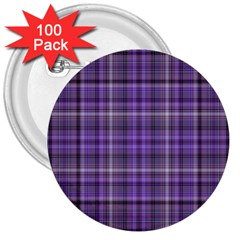 Purple  Plaid 3  Buttons (100 Pack) 