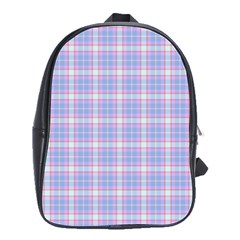 Pink Blue Plaid School Bag (large)
