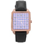 Pink Blue Plaid Rose Gold Leather Watch  Front