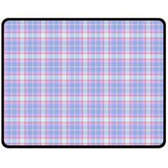 Pink Blue Plaid Double Sided Fleece Blanket (medium)  by snowwhitegirl