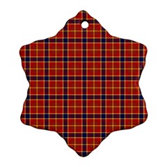 Red Yellow Plaid Snowflake Ornament (two Sides)