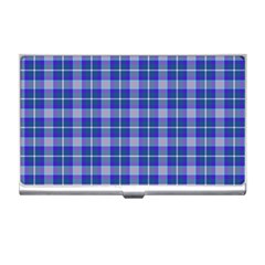 Blue Teal Plaid Business Card Holders