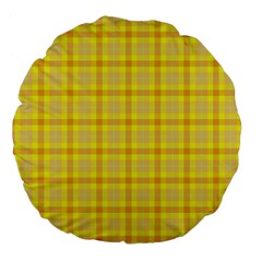 Yellow Sun Plaid Large 18  Premium Flano Round Cushions by snowwhitegirl