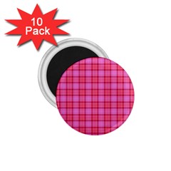 Valentine Pink Red Plaid 1 75  Magnets (10 Pack) 