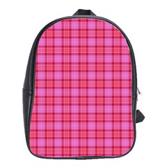 Valentine Pink Red Plaid School Bag (large)