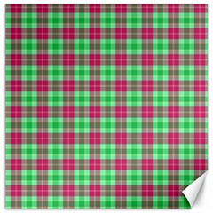 Pink Green Plaid Canvas 12  X 12  