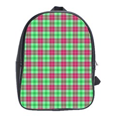 Pink Green Plaid School Bag (large)