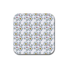 Eggs White Rubber Coaster (square)  by snowwhitegirl