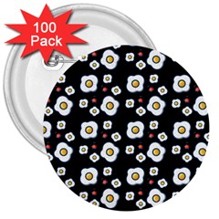 Eggs Black 3  Buttons (100 Pack)  by snowwhitegirl