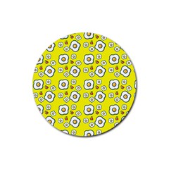 Eggs Yellow Rubber Round Coaster (4 Pack)  by snowwhitegirl