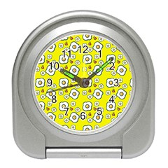 Eggs Yellow Travel Alarm Clock by snowwhitegirl
