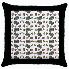 Fast Food White Throw Pillow Case (black)