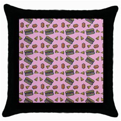 Fast Food Pink Throw Pillow Case (black) by snowwhitegirl