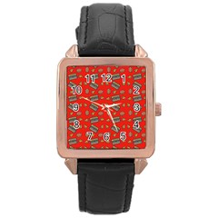Fast Food Red Rose Gold Leather Watch 