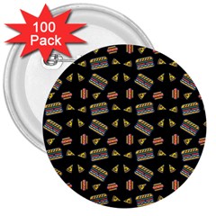 Fast Food Black 3  Buttons (100 Pack) 