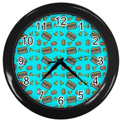 Fast Food Blue Wall Clock (black)