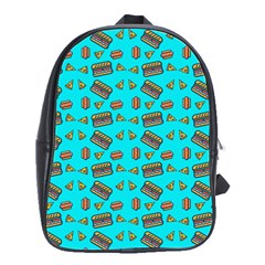 Fast Food Blue School Bag (large)