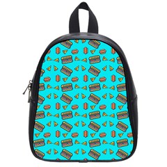 Fast Food Blue School Bag (small) by snowwhitegirl