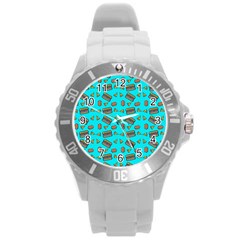 Fast Food Blue Round Plastic Sport Watch (l)