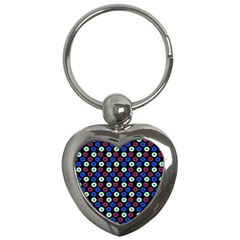 Eye Dots Blue Magenta Key Chains (heart) 