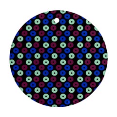 Eye Dots Blue Magenta Round Ornament (two Sides)