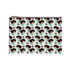 Redhead Girl Blue Cosmetic Bag (large)