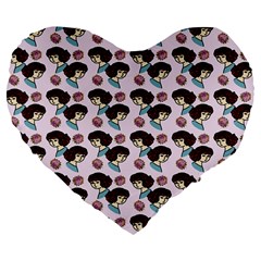 Redhead Girl Pink Large 19  Premium Flano Heart Shape Cushions