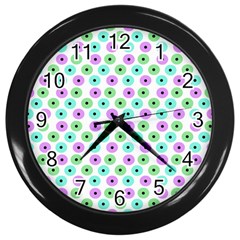 Eye Dots Green Violet Wall Clock (black)