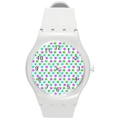 Eye Dots Green Violet Round Plastic Sport Watch (m) by snowwhitegirl