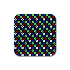 Eye Dots Green Blue Red Rubber Coaster (square) 