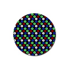 Eye Dots Green Blue Red Rubber Coaster (round) 