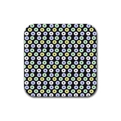 Eye Dots Grey Pastel Rubber Coaster (square)  by snowwhitegirl