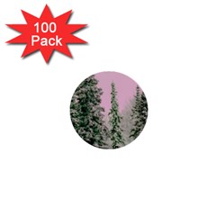 Winter Trees Pink 1  Mini Buttons (100 Pack)  by snowwhitegirl