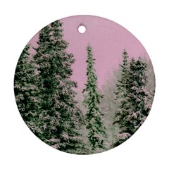 Winter Trees Pink Round Ornament (two Sides) by snowwhitegirl