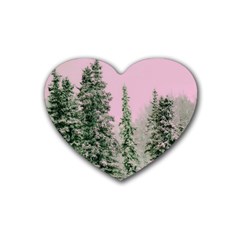 Winter Trees Pink Heart Coaster (4 Pack)  by snowwhitegirl