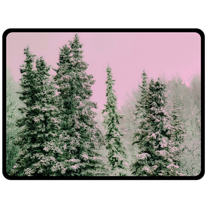 Winter Trees Pink Fleece Blanket (Large) 